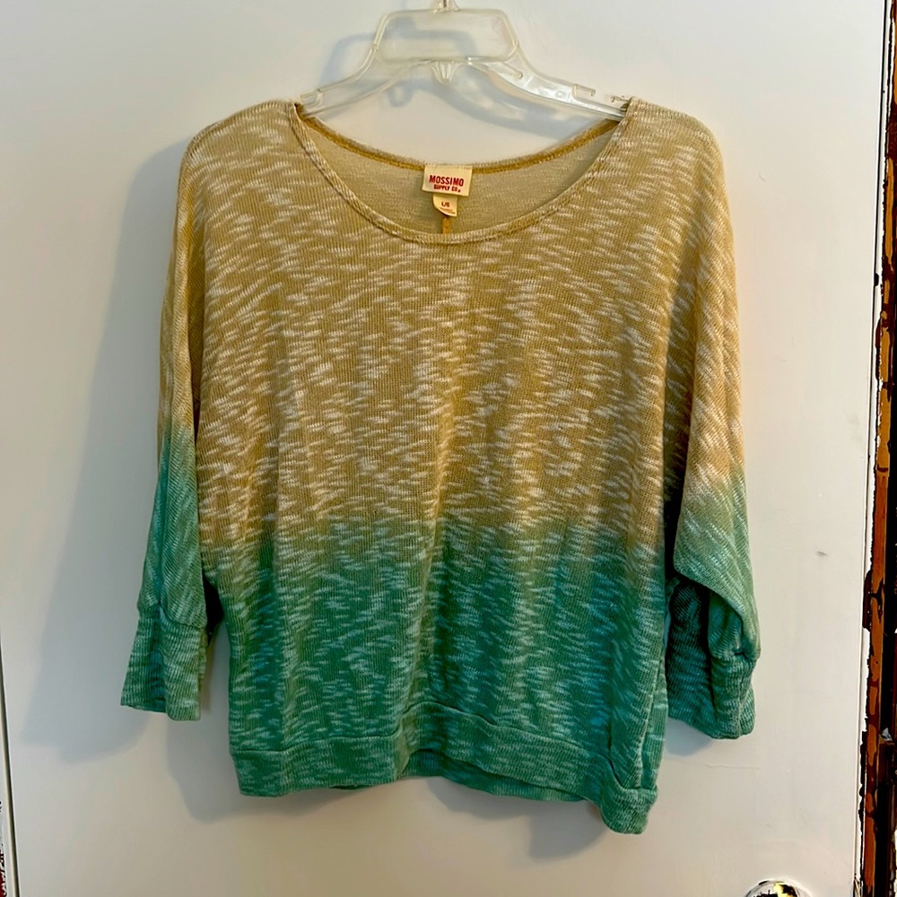 Casual Cream and Teal Sweater